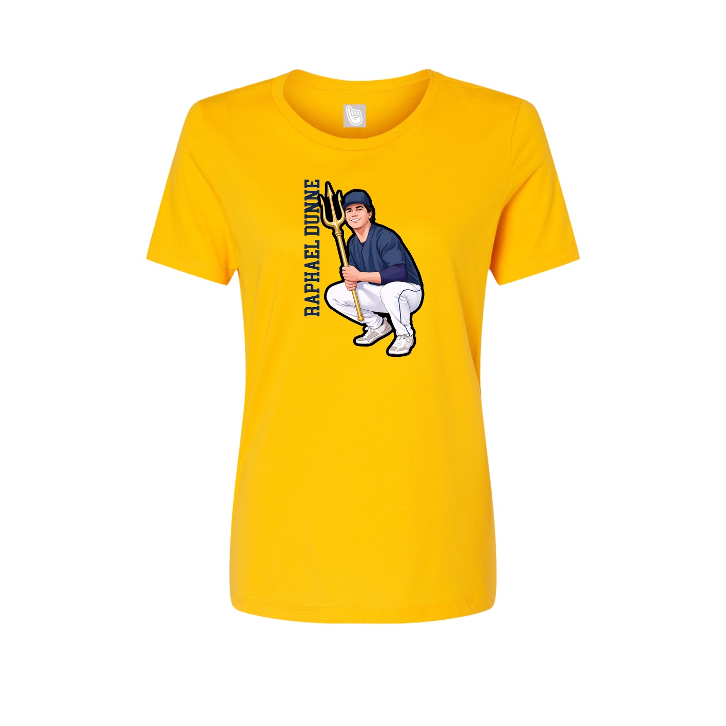 Fitted Women's Tee — Name Vertical in Gold