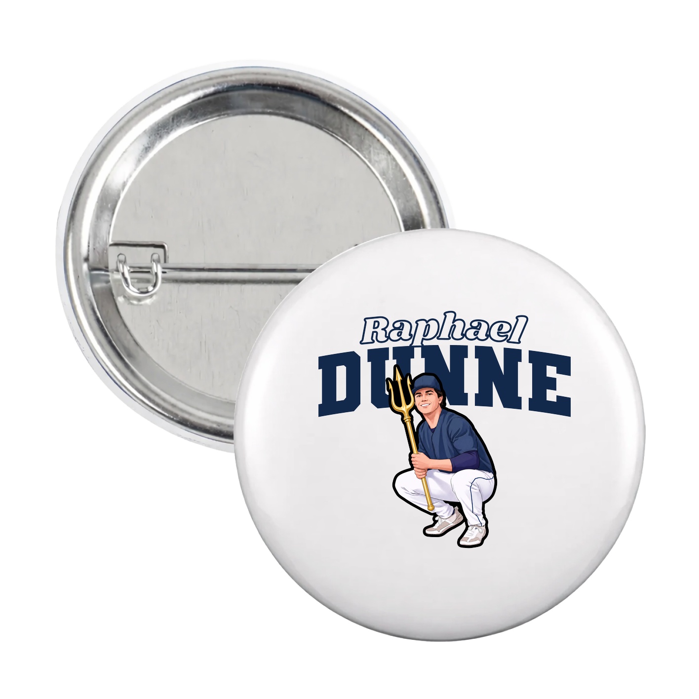 Game Day Button — Name Arch in White