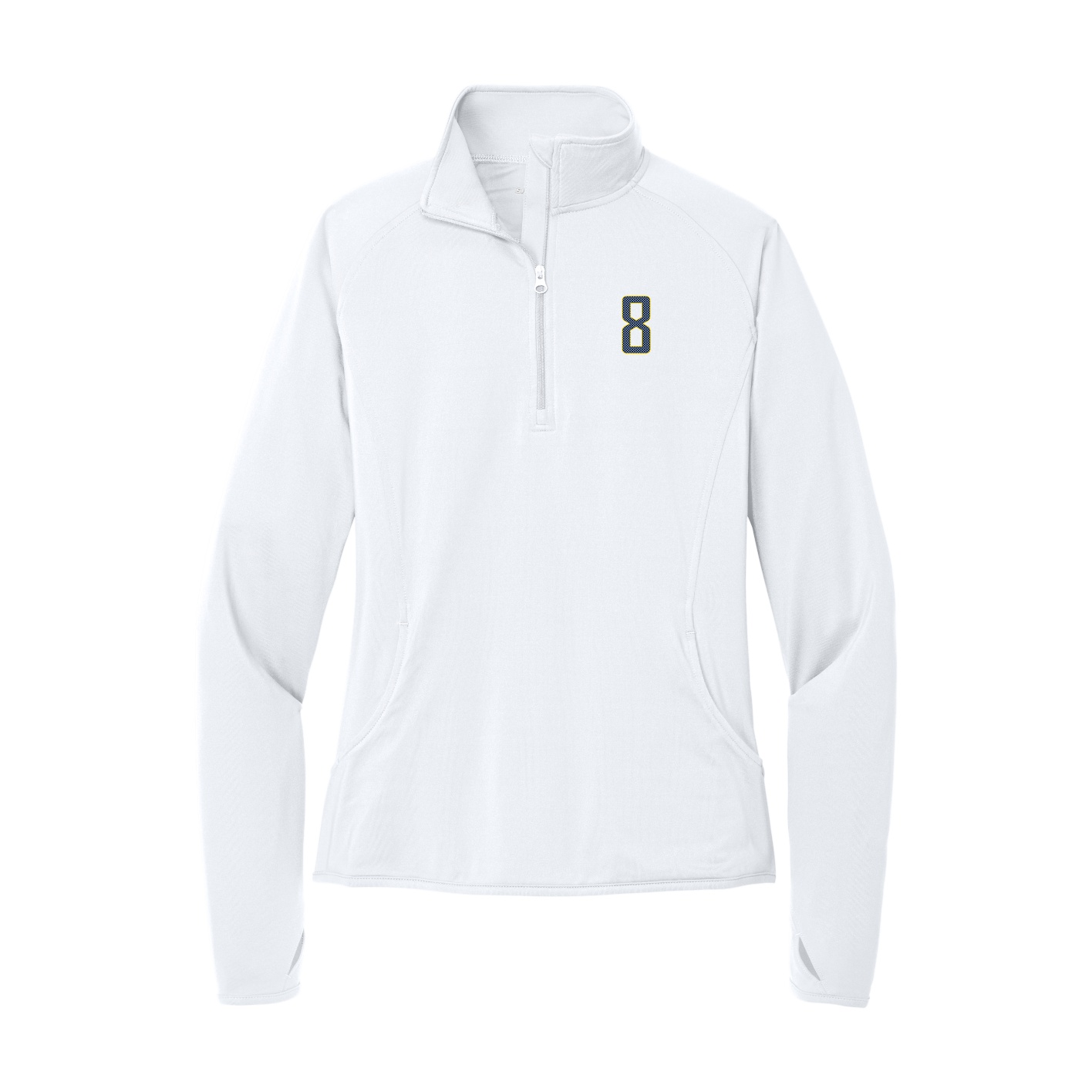 Women's Q-Zip Pullover — Front Shirsy in White