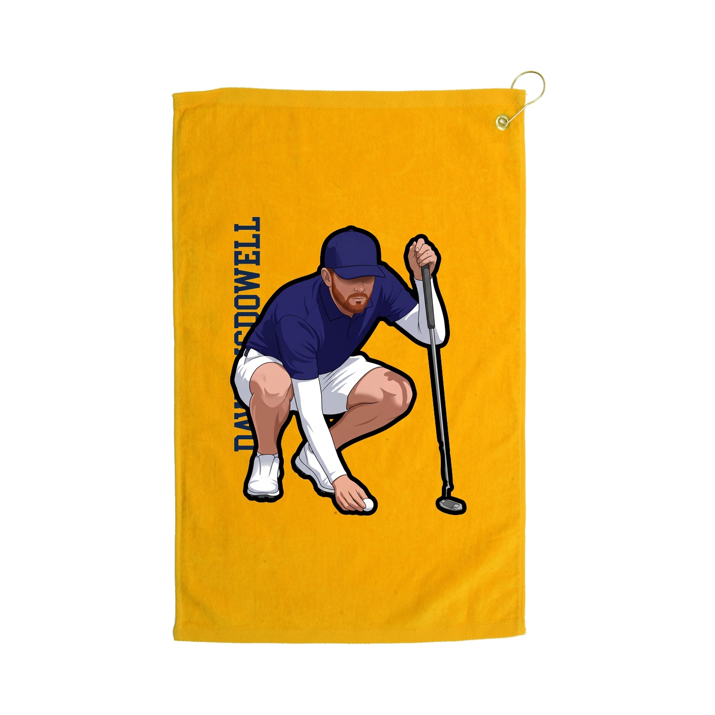 Golf Towel — Name Vertical in Gold