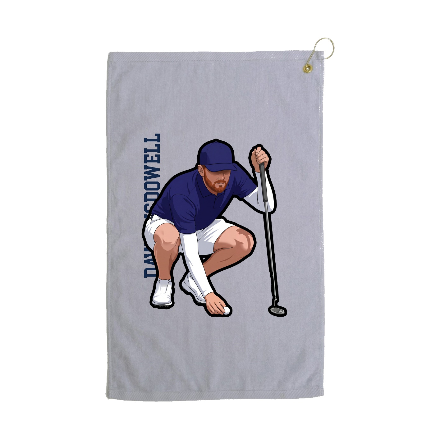 Golf Towel — Name Vertical in Grey