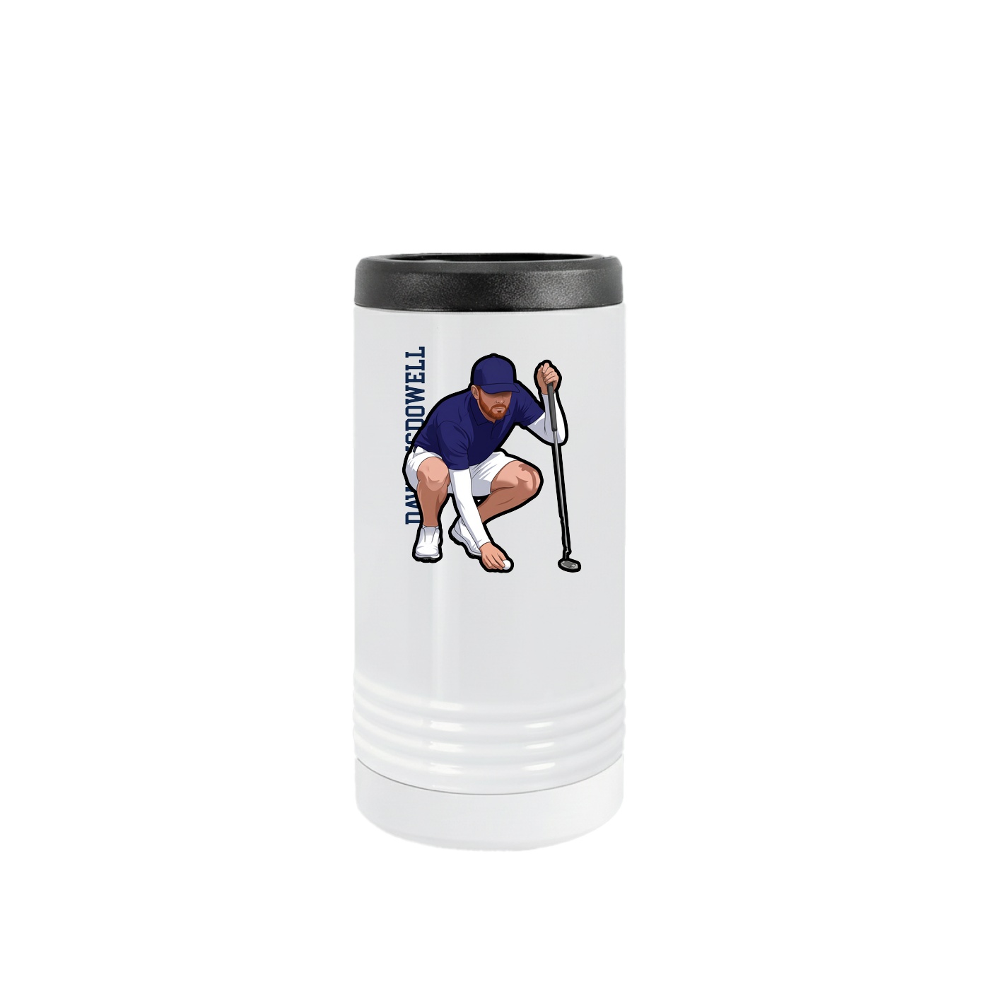 Slim Beverage Holder — Name Vertical in White