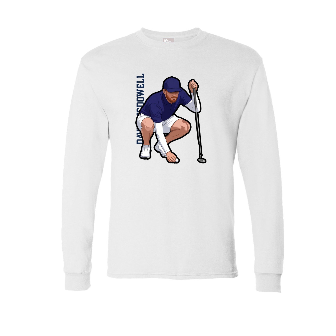 Long Sleeve Tee — Name Vertical in White