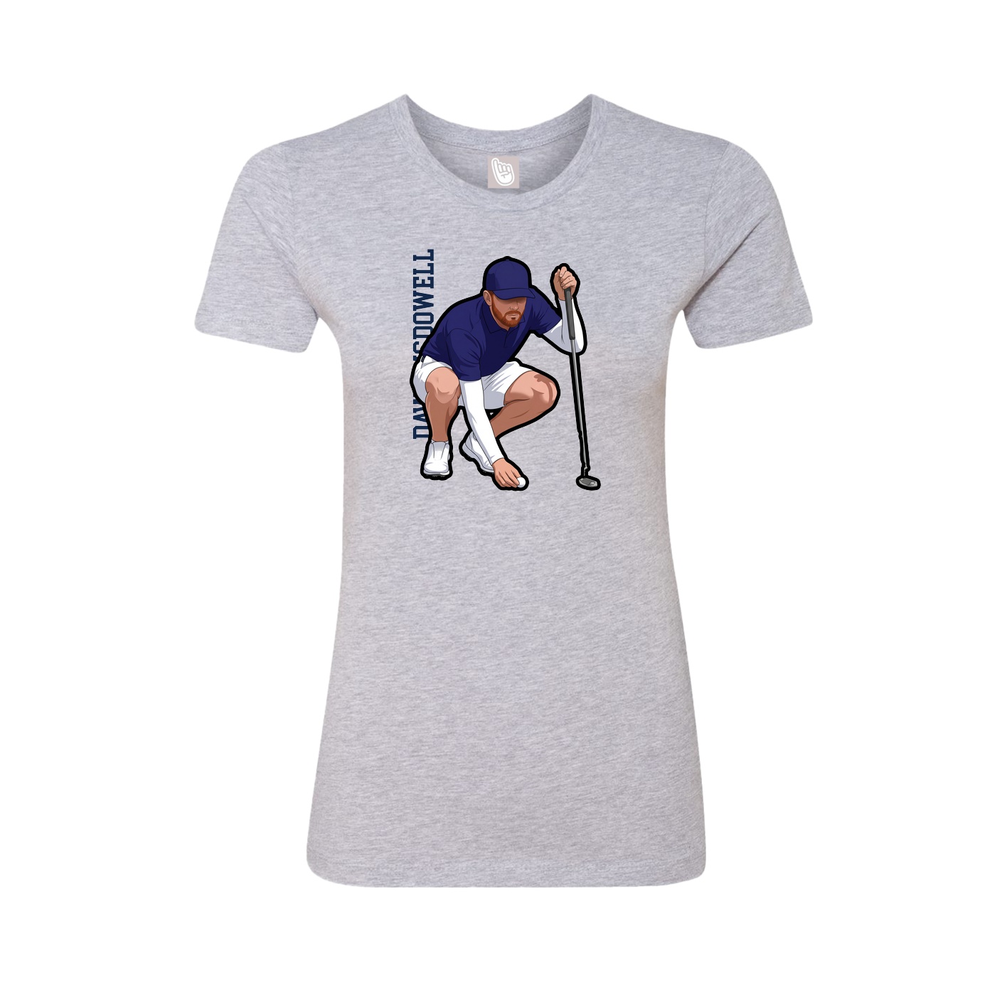 Fitted Women's Tee — Name Vertical in Grey
