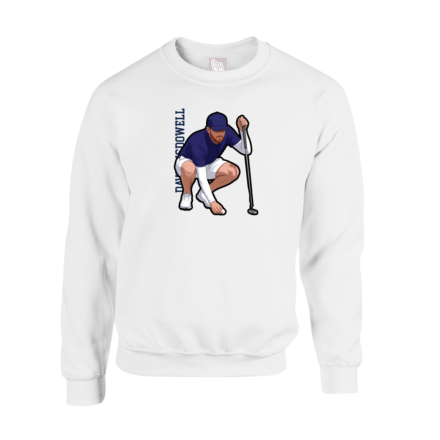 Fleece Crew — Name Vertical in White