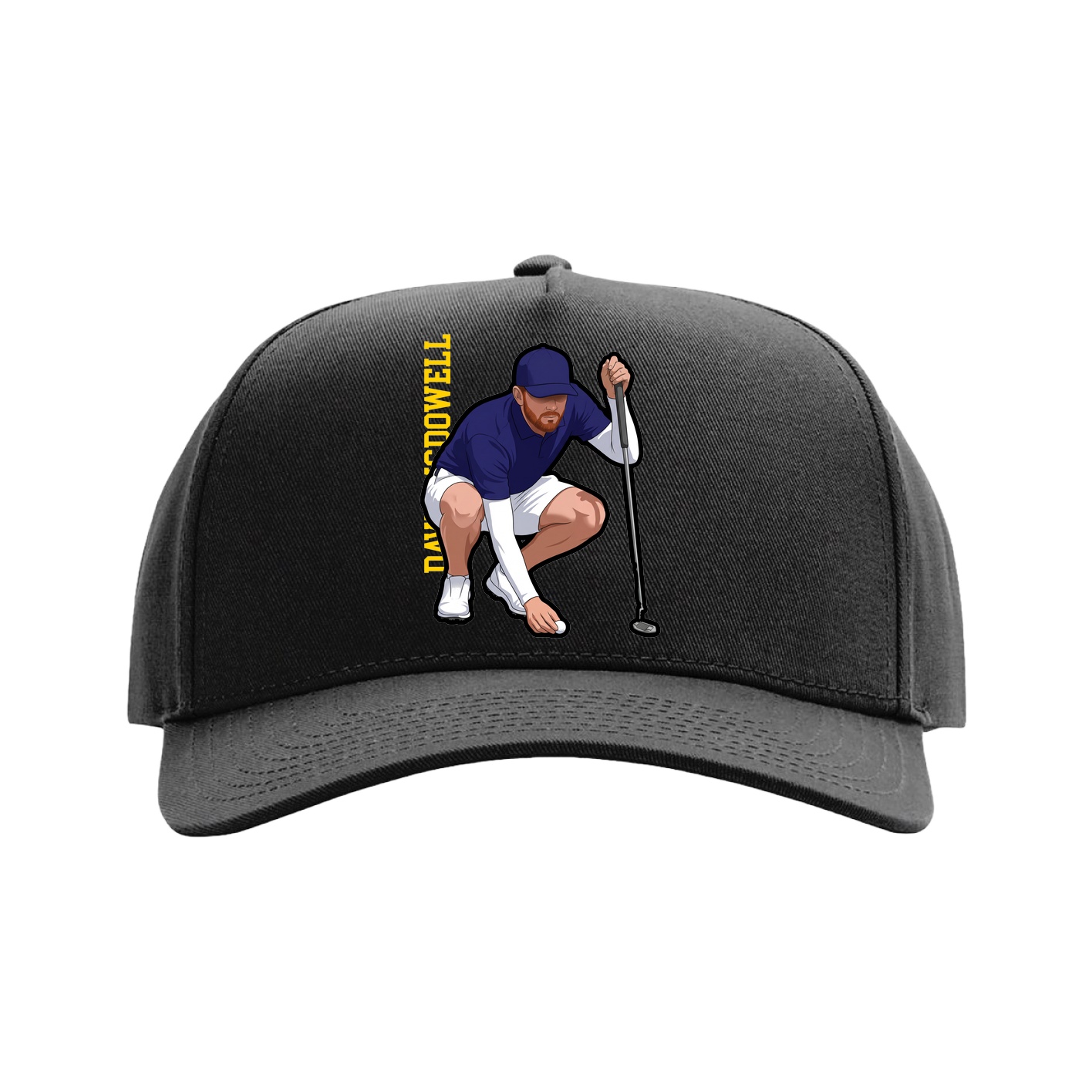Full Fabric Five-Panel Champ Cap — Name Vertical in Black