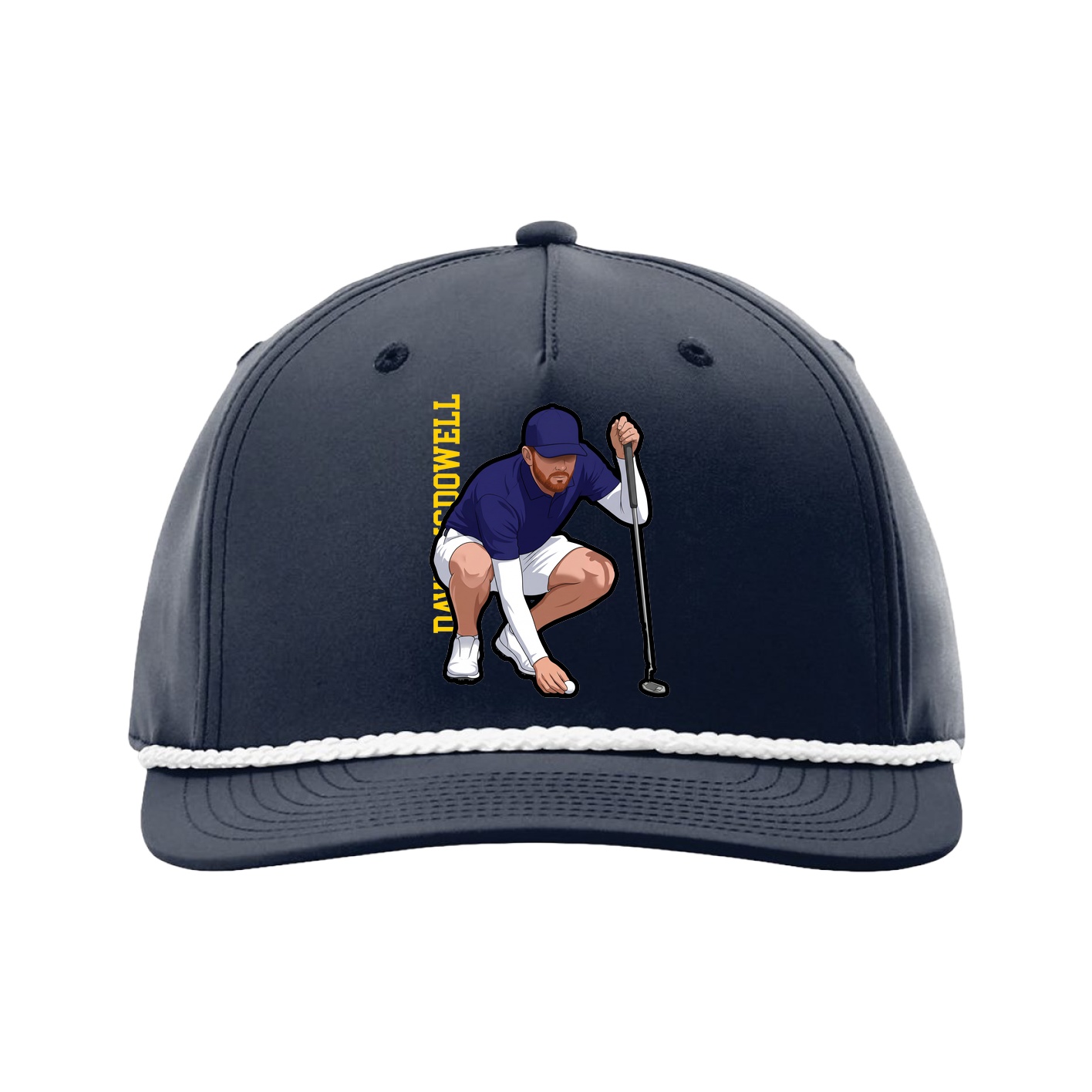 Five-Panel Classic Rope Cap — Name Vertical in Navy