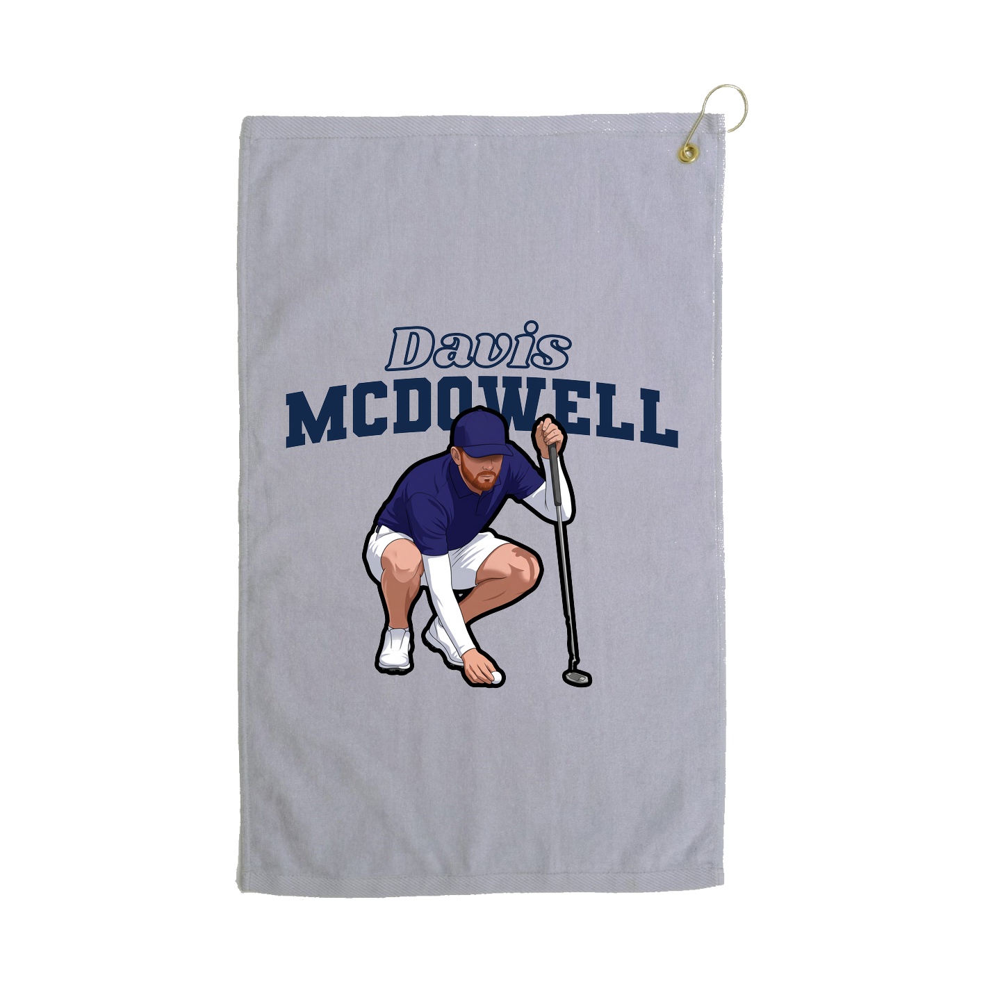 Golf Towel — Name Arch in Grey