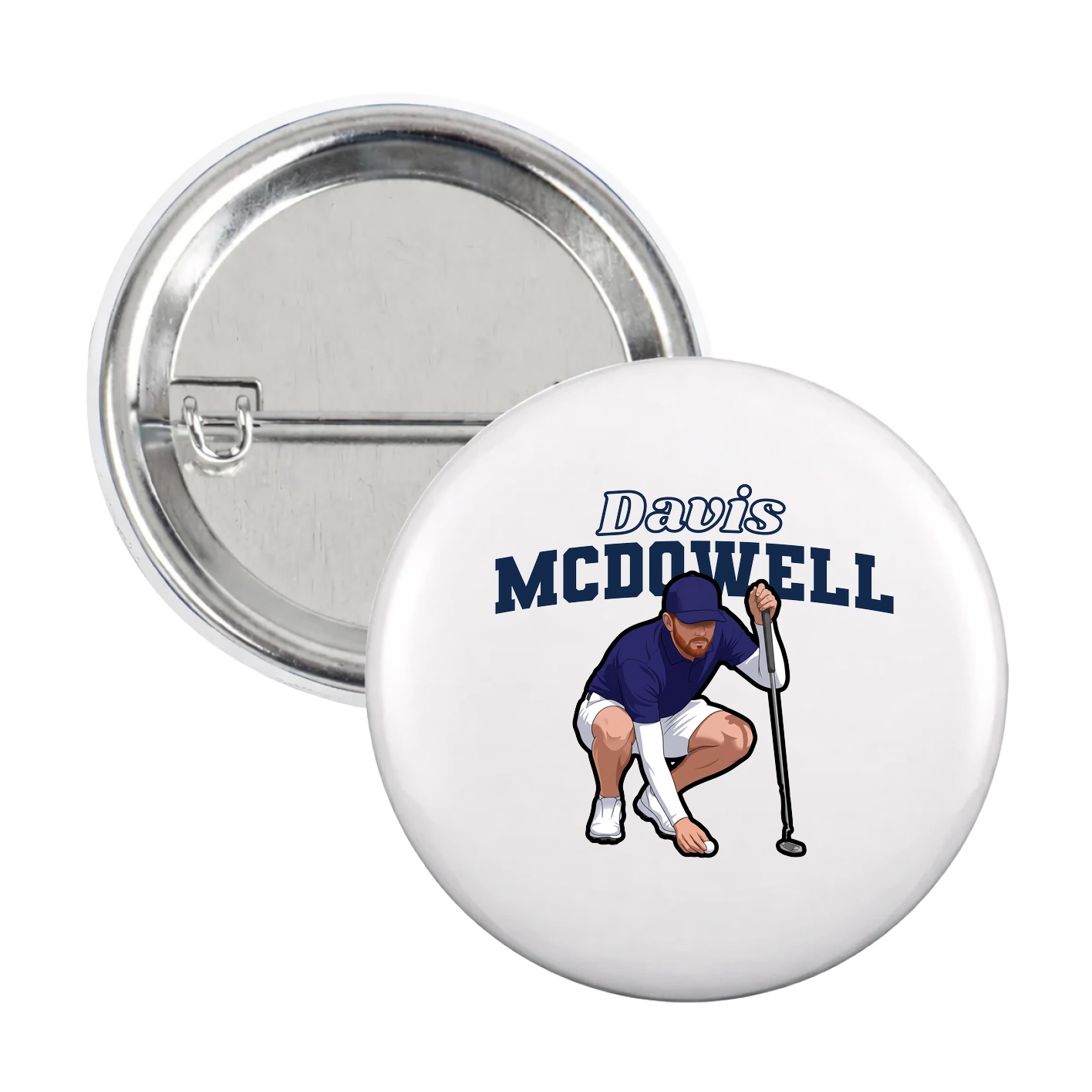Game Day Button — Name Arch in White