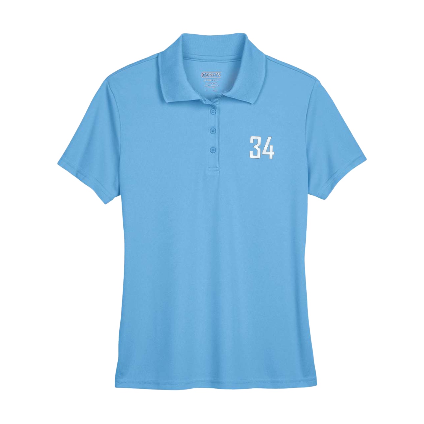 Womens Performance Polo — Front Shirsy in Powder Blue