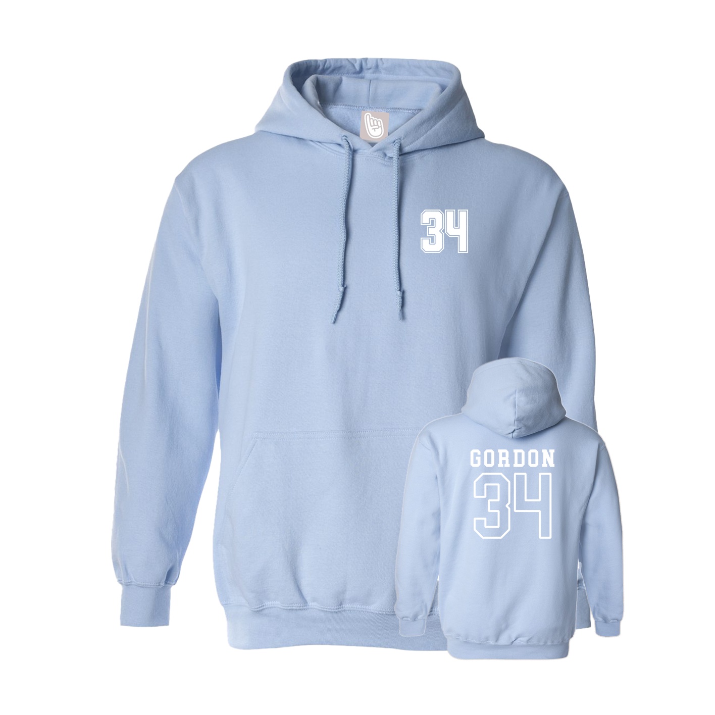 Hoodie — Chest Back in Light Blue