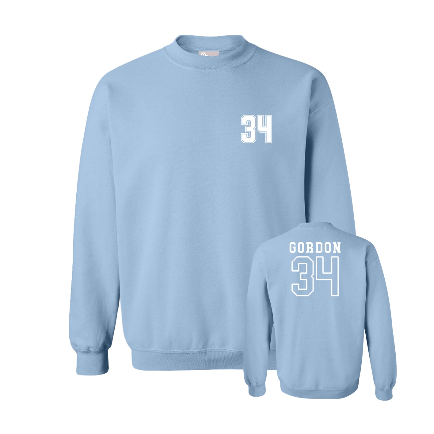 Fleece Crew — Chest Back in Light Blue