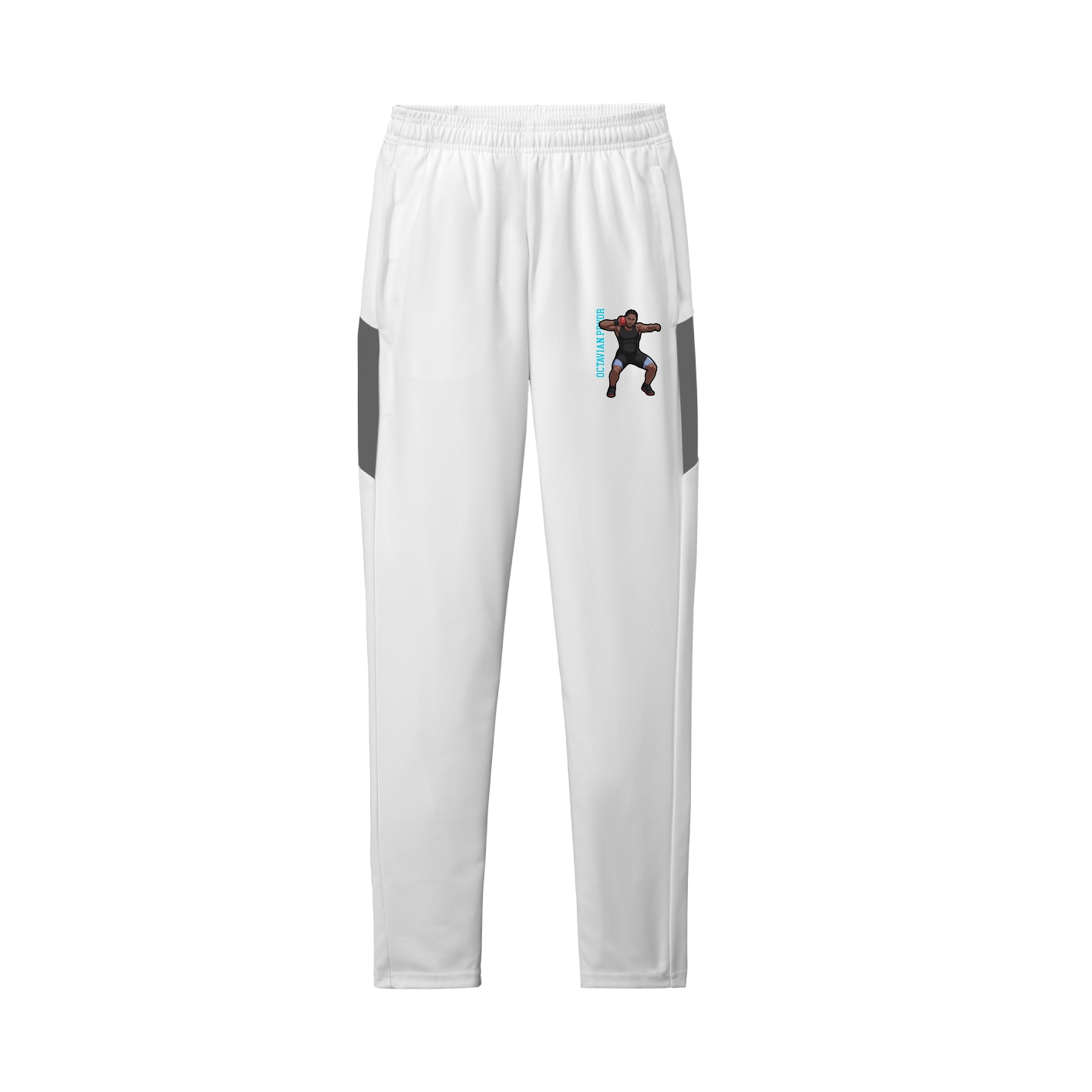Team Travel Pant — Name Vertical in White/Grey