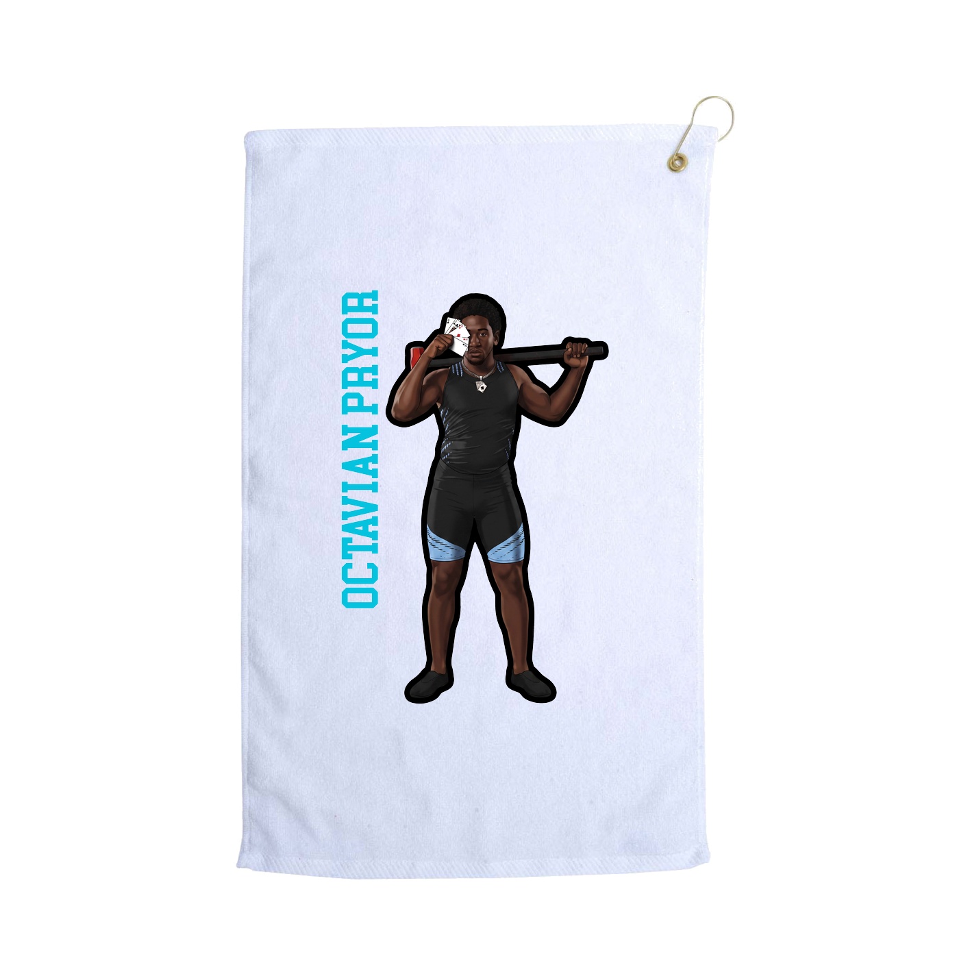 Golf Towel — Name Vertical in White