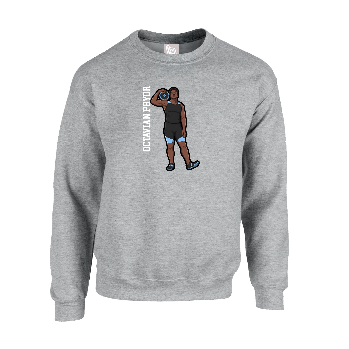 Fleece Crew — Name Vertical in Grey