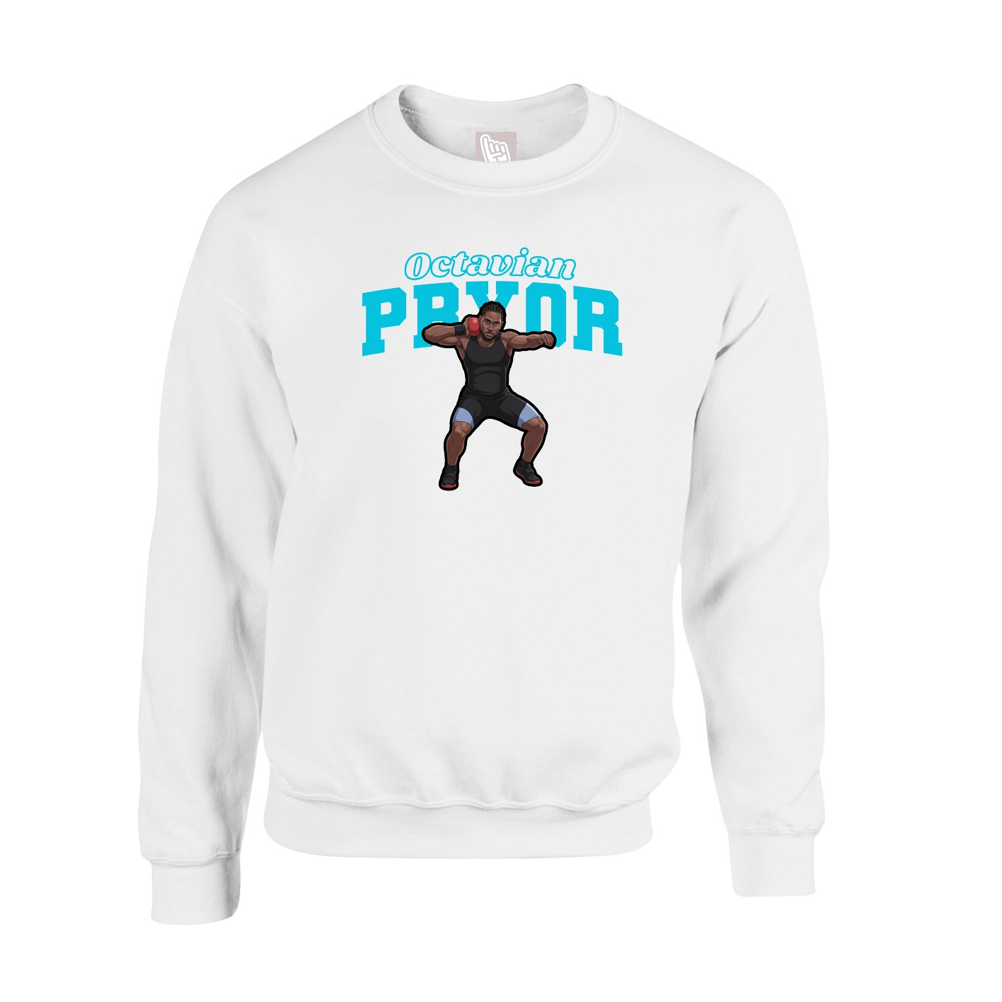 Fleece Crew — Name Arch in White