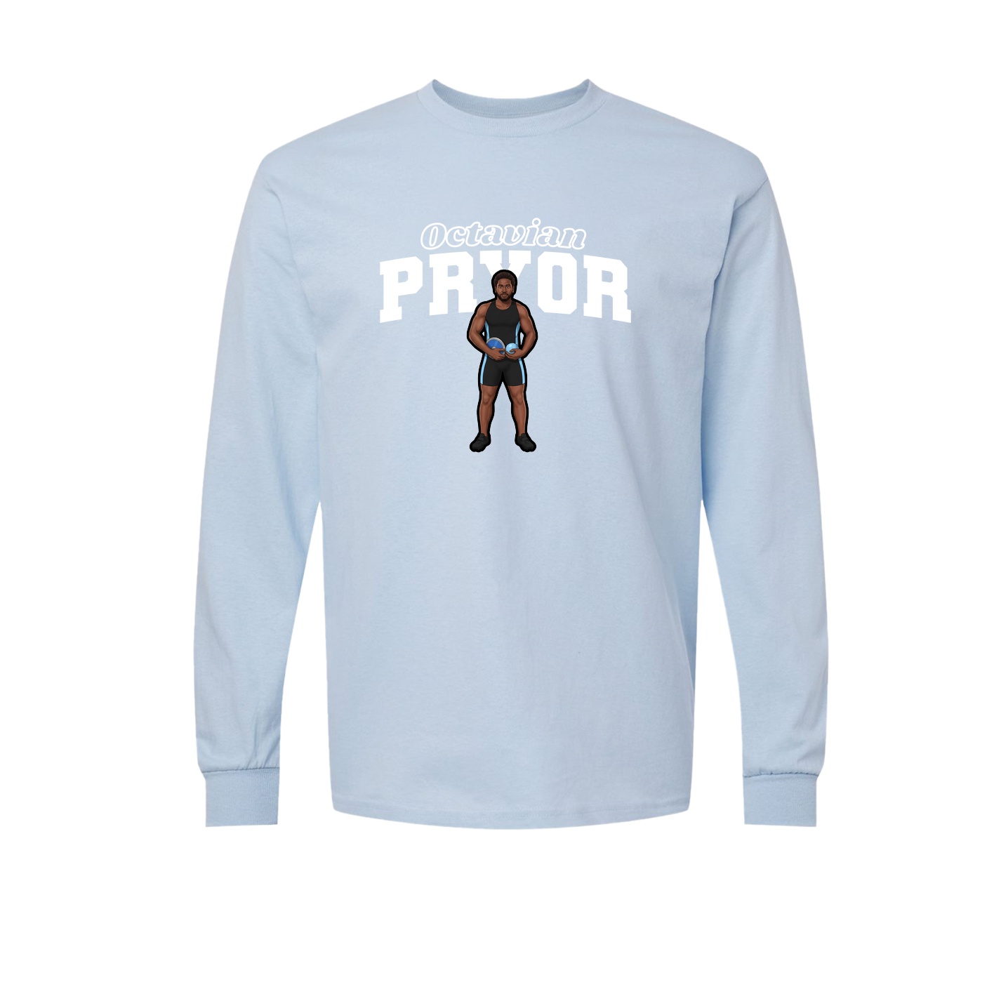 Long Sleeve Tee — Name Arch in Light Blue