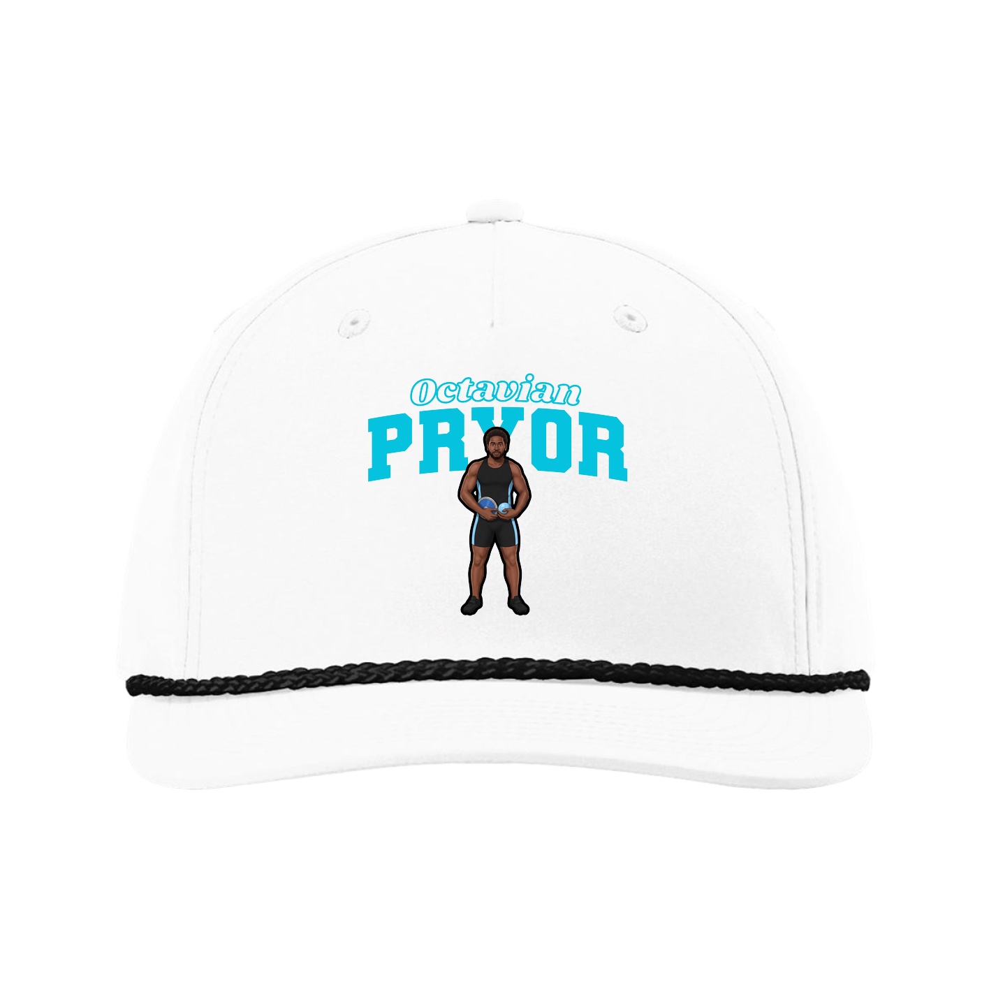 Five-Panel Classic Rope Cap — Name Arch in White