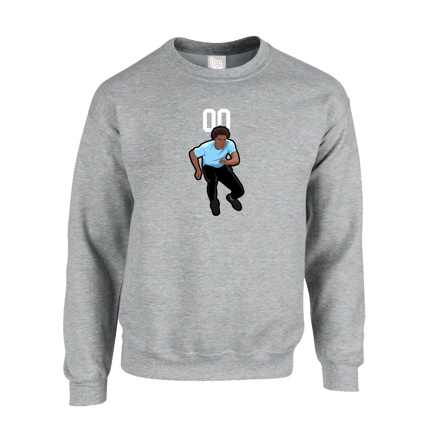 Fleece Crew — Number Top in Grey