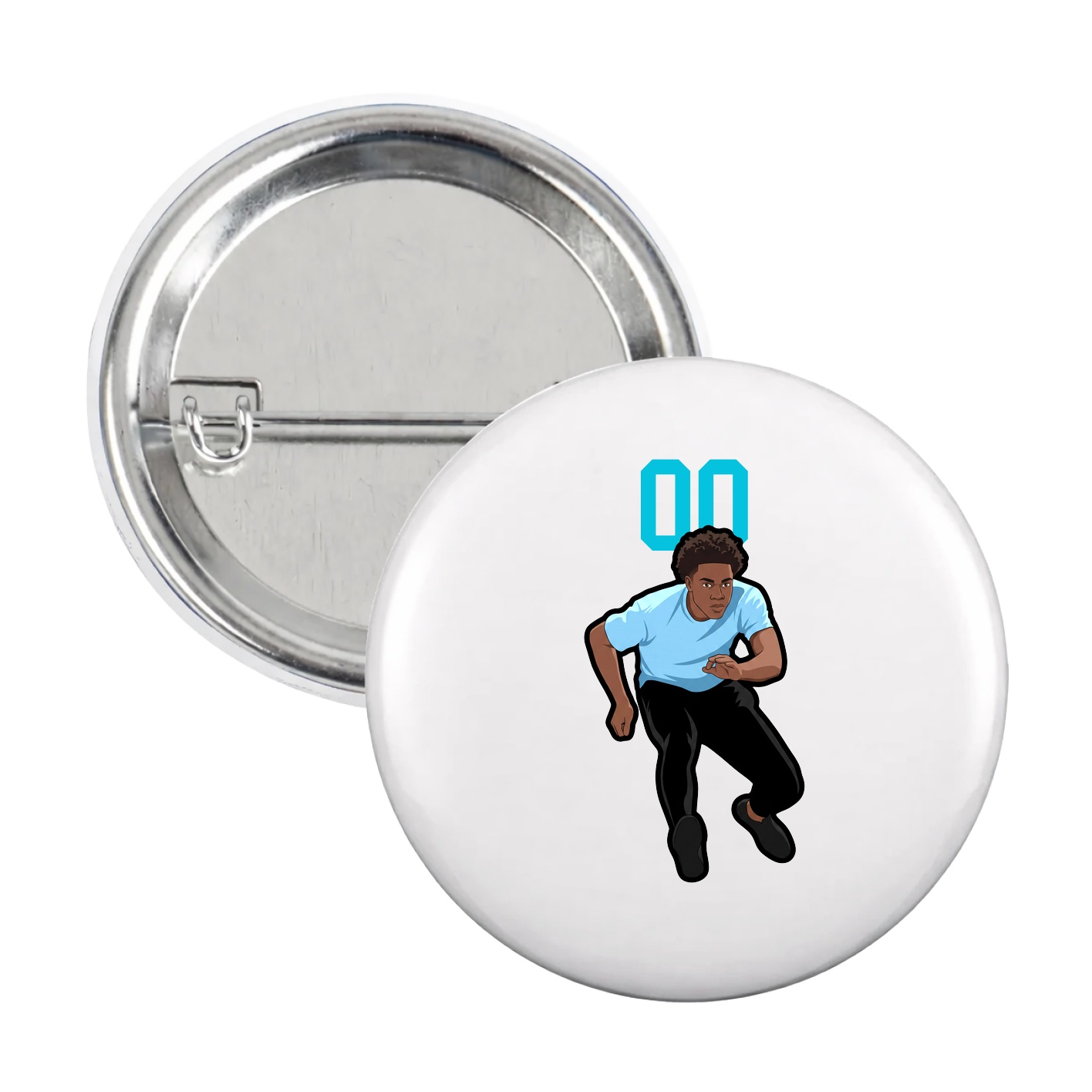Game Day Button — Number Top in White