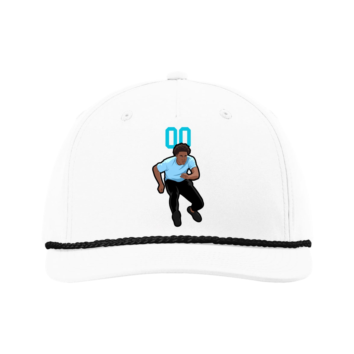Five-Panel Classic Rope Cap — Number Top in White