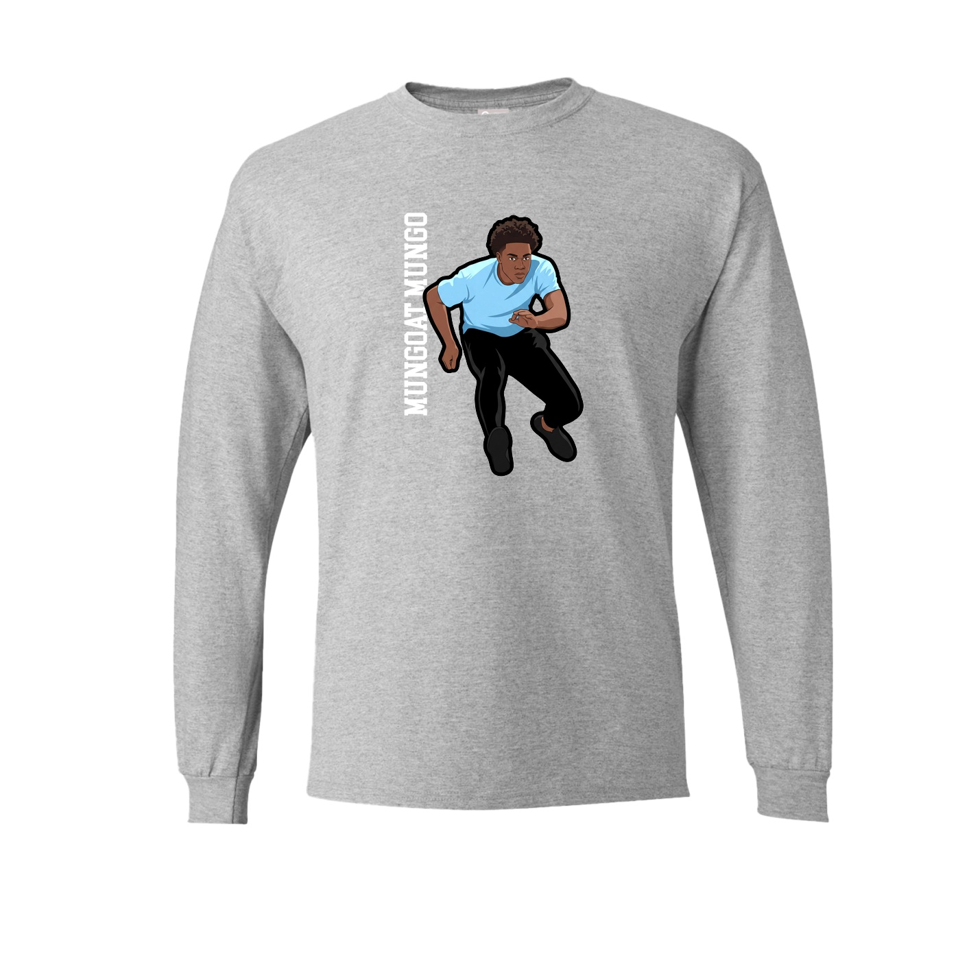 Long Sleeve Tee — Name Vertical in Grey