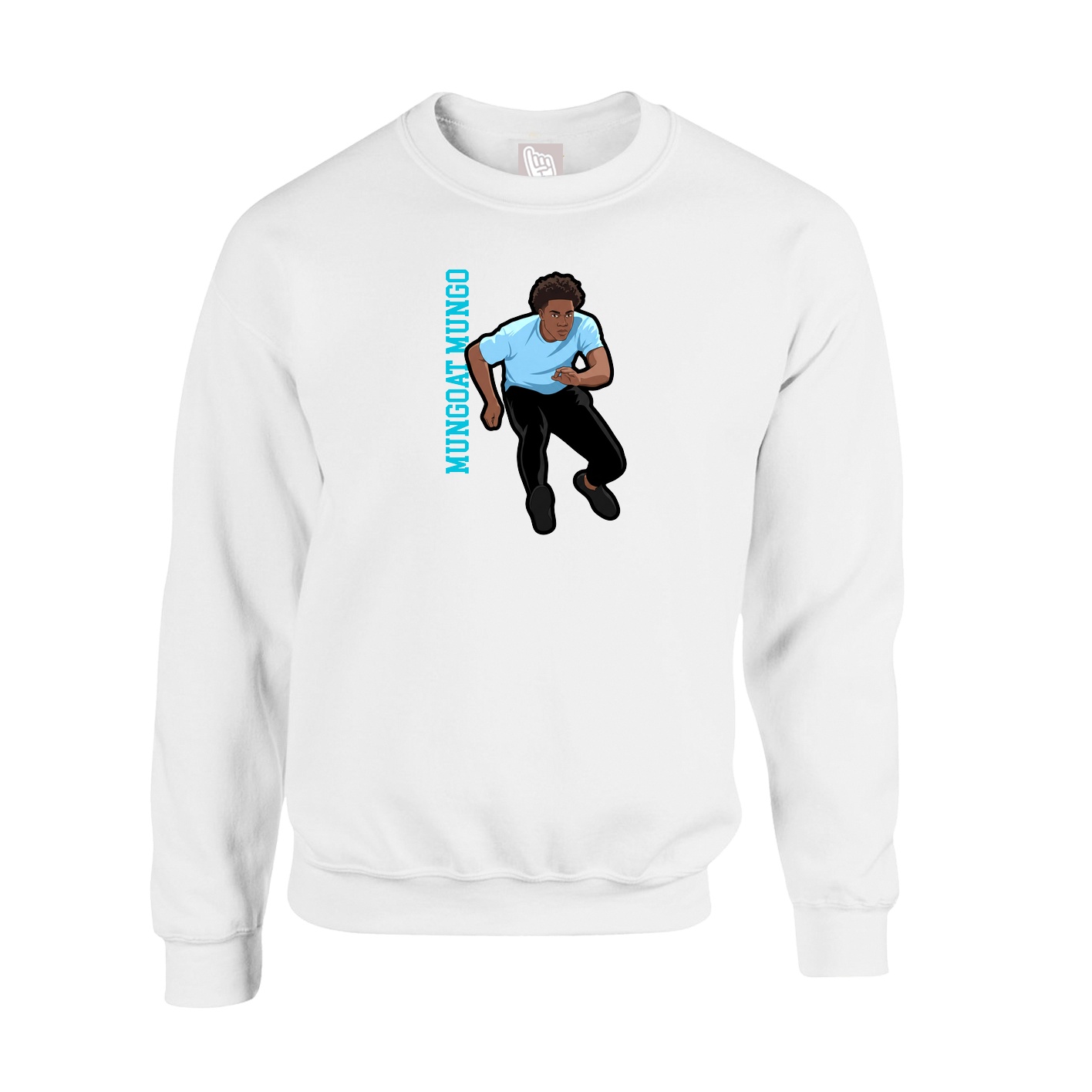 Fleece Crew — Name Vertical in White