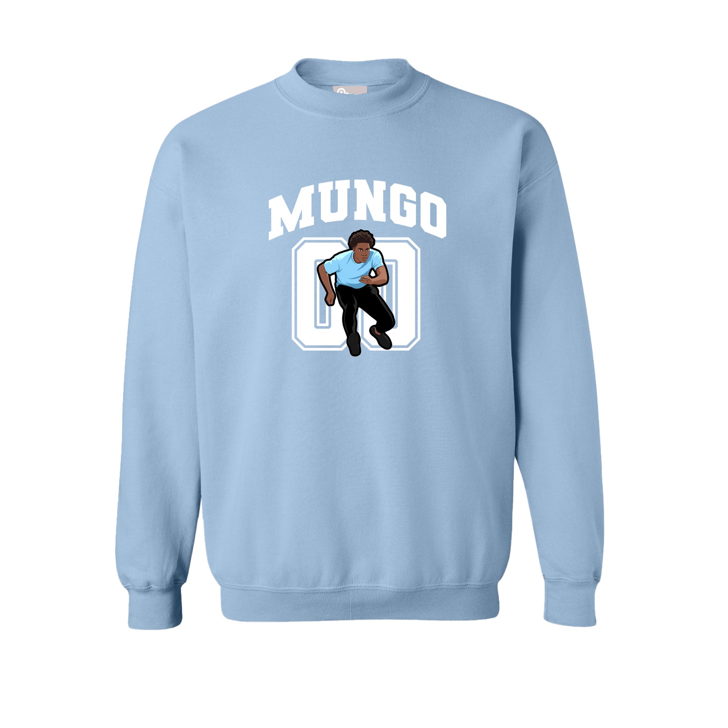 Fleece Crew — Number in Light Blue