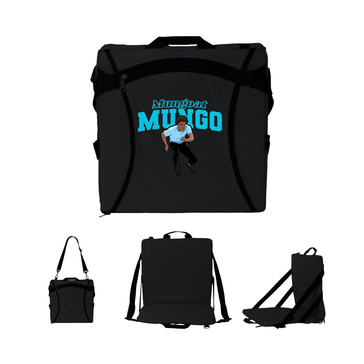 Folding Stadium Seat — Name Arch in Black