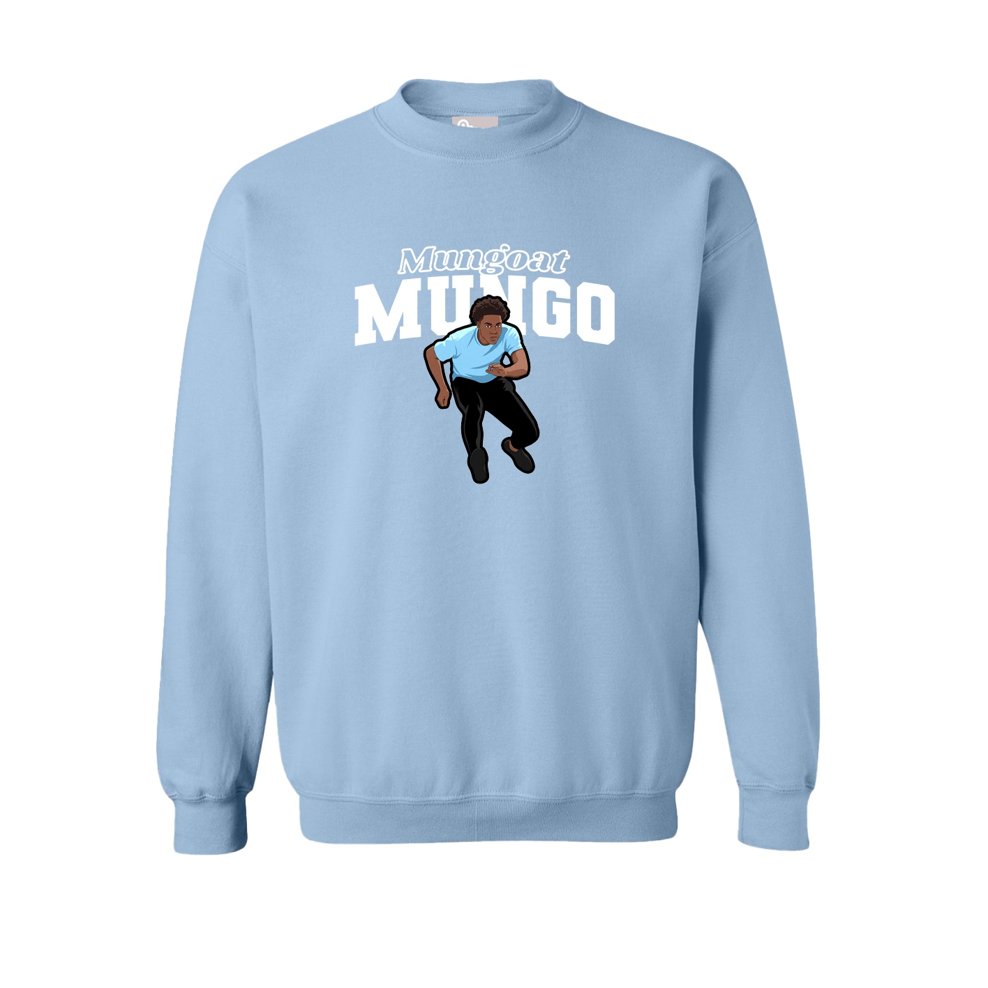Fleece Crew — Name Arch in Light Blue