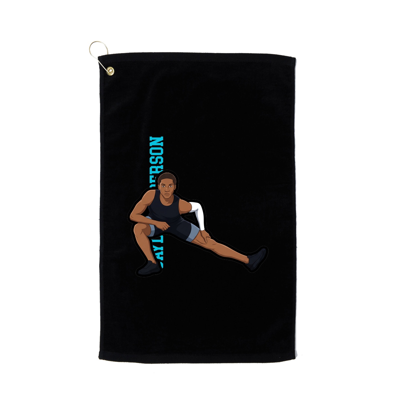 Golf Towel — Name Vertical in Black