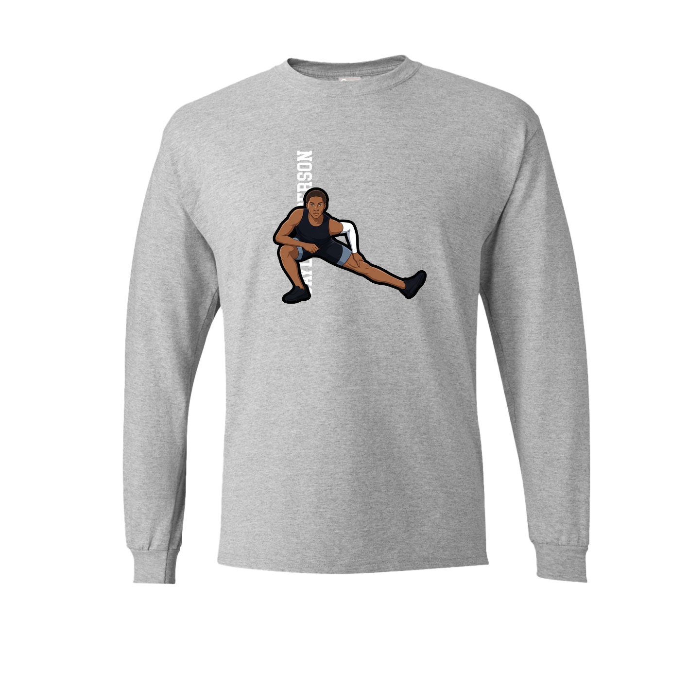 Long Sleeve Tee — Name Vertical in Grey