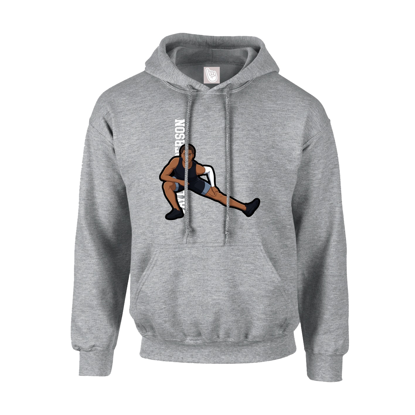 Youth Hoodie — Name Vertical in Grey