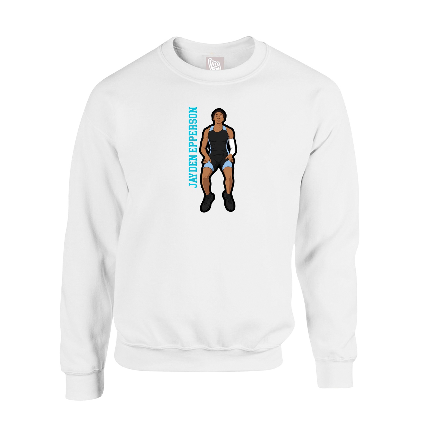 Fleece Crew — Name Vertical in White