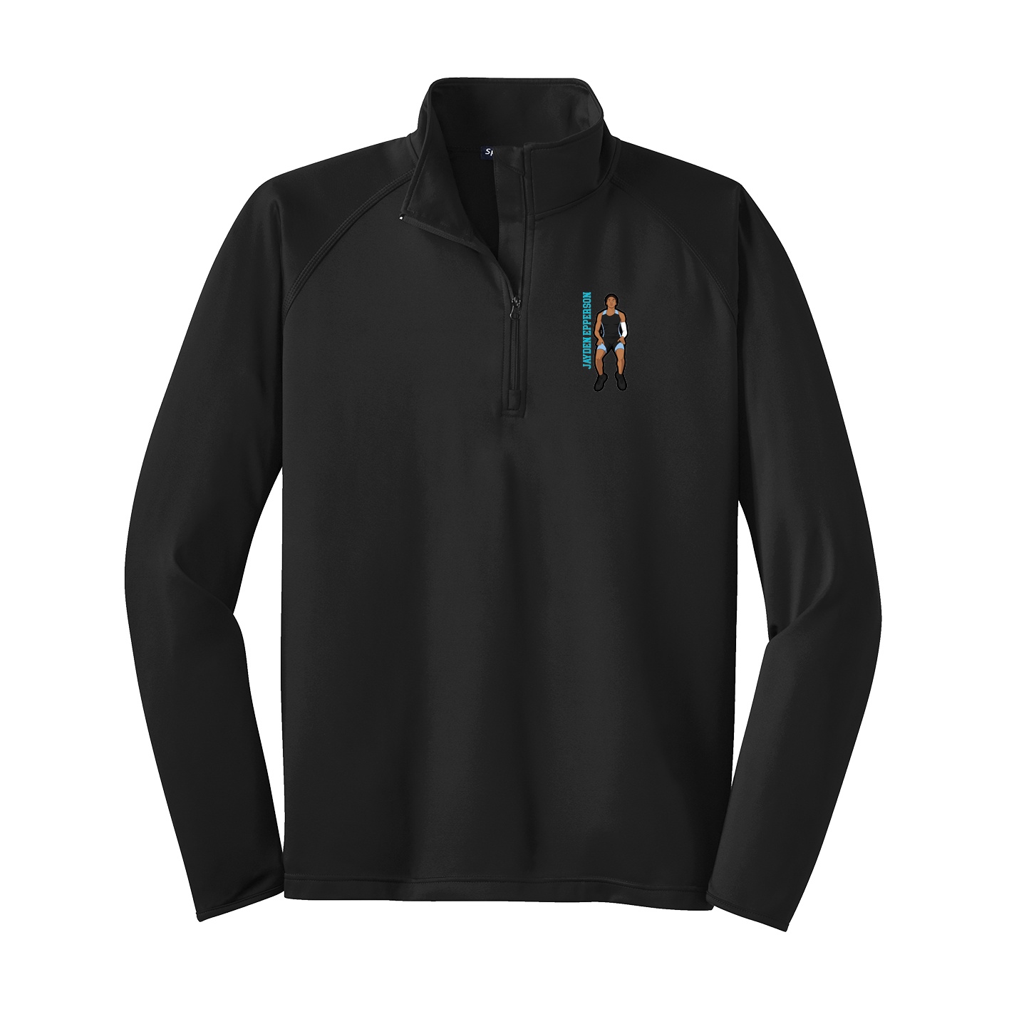 Q-Zip Pullover — Name Vertical in Black