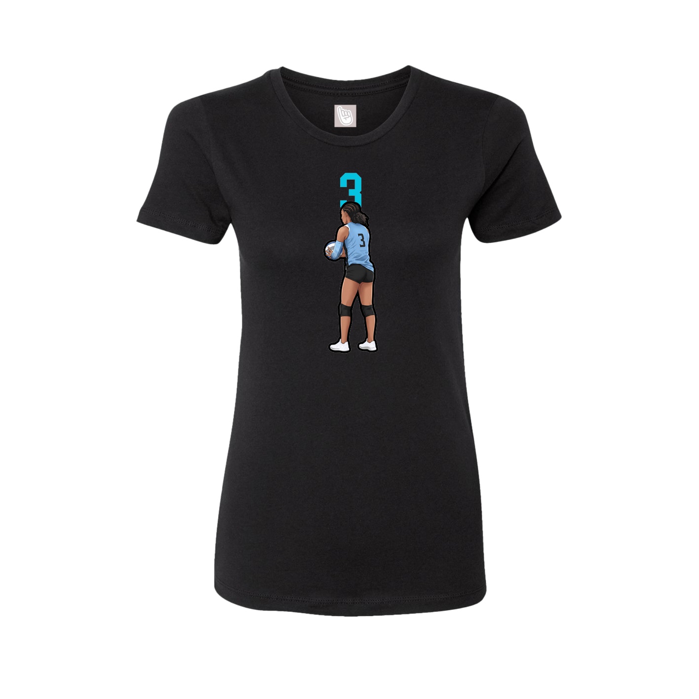 Fitted Women's Tee — Number Top in Black
