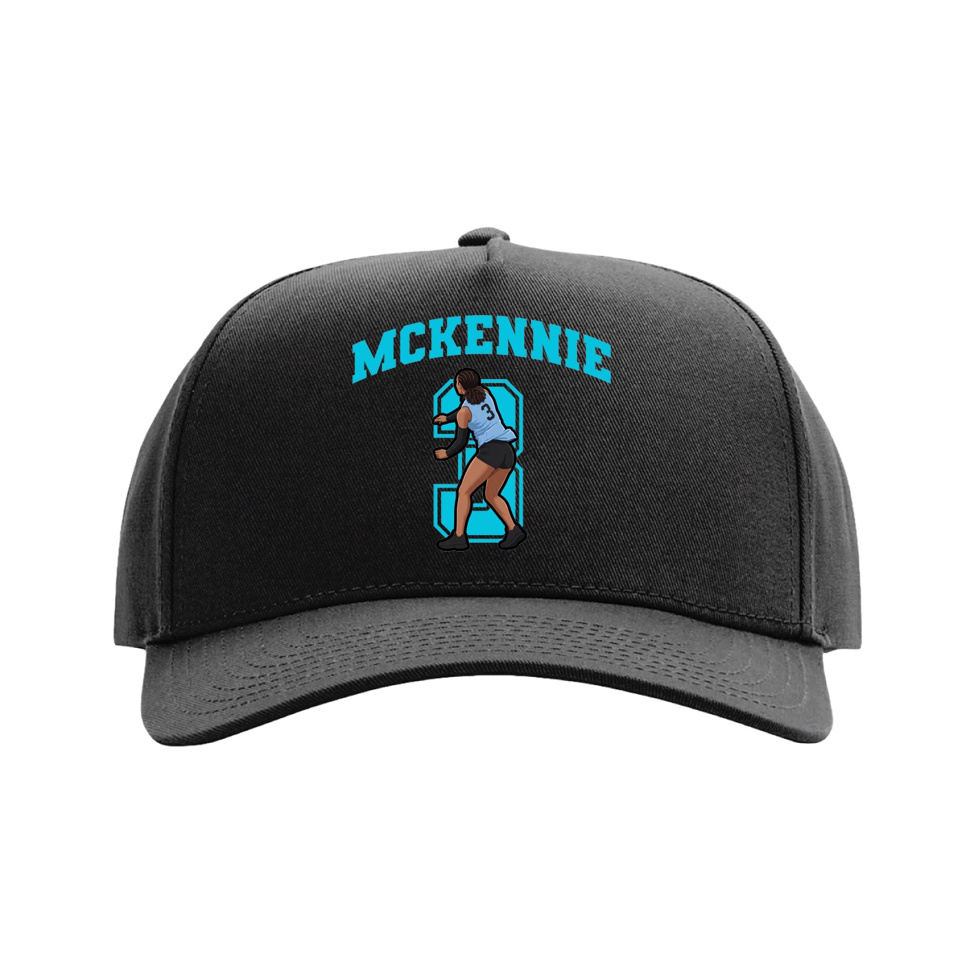 Full Fabric Five-Panel Champ Cap — Number in Black
