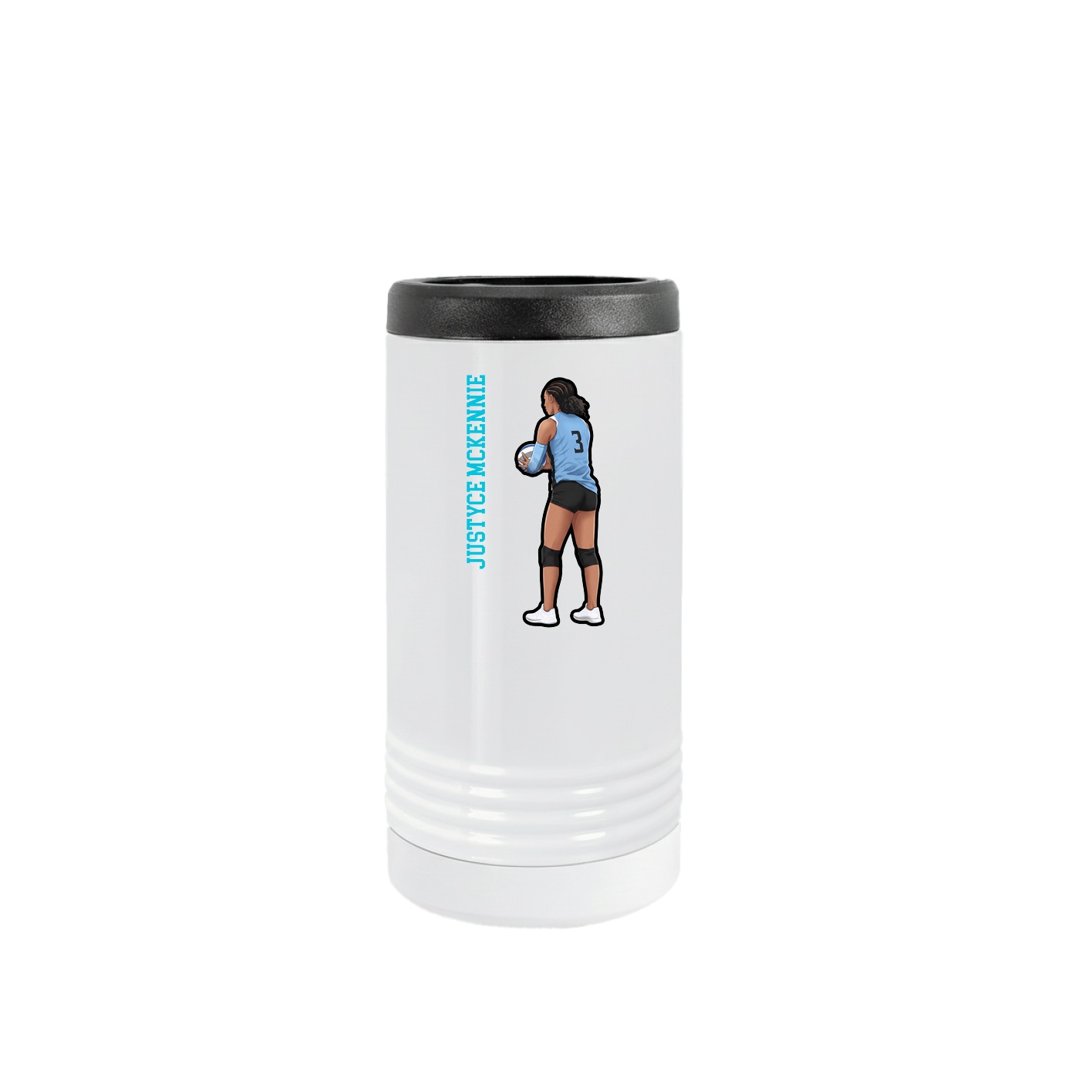 Slim Beverage Holder — Name Vertical in White