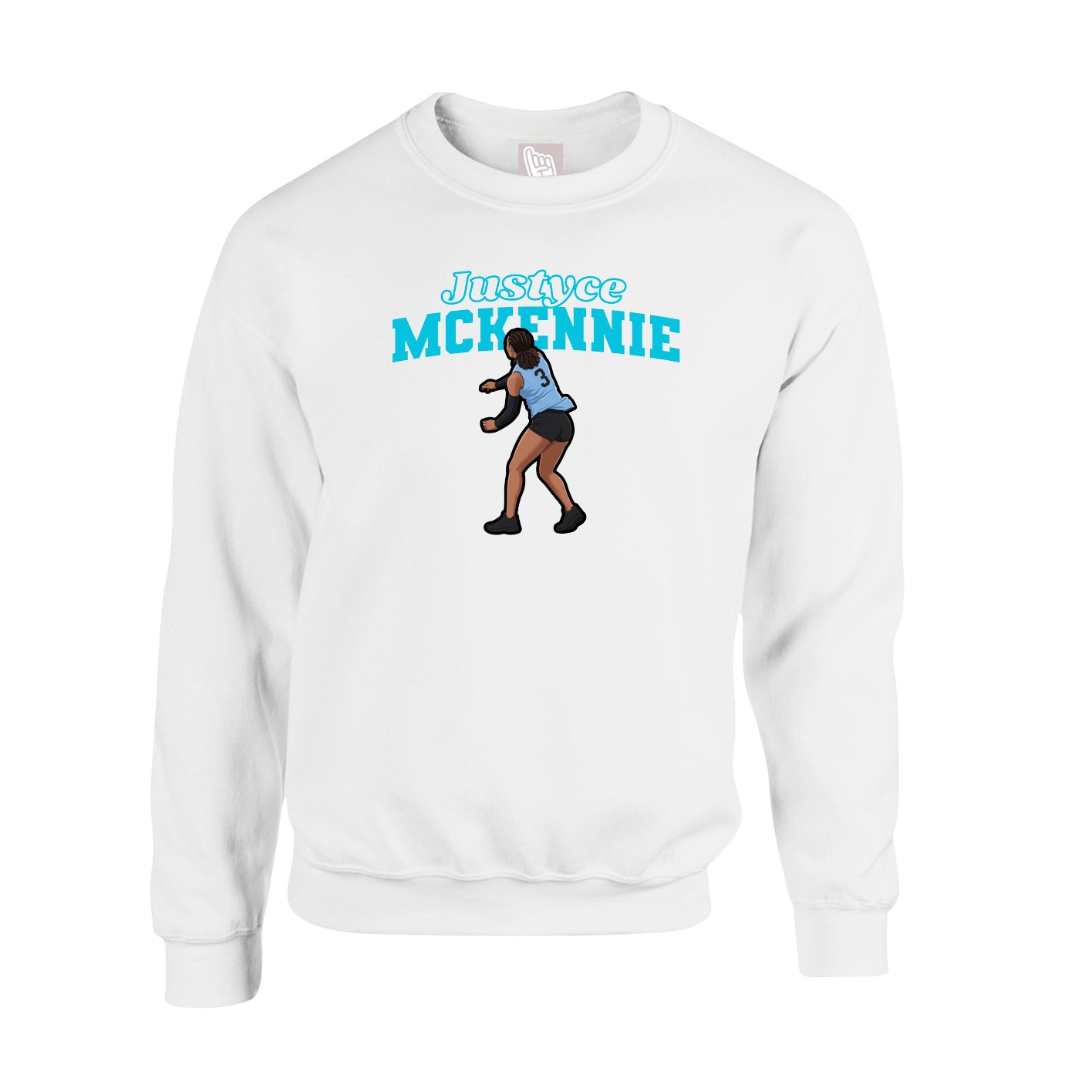 Fleece Crew — Name Arch in White