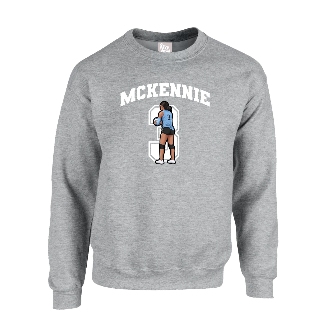 Fleece Crew — Number in Grey