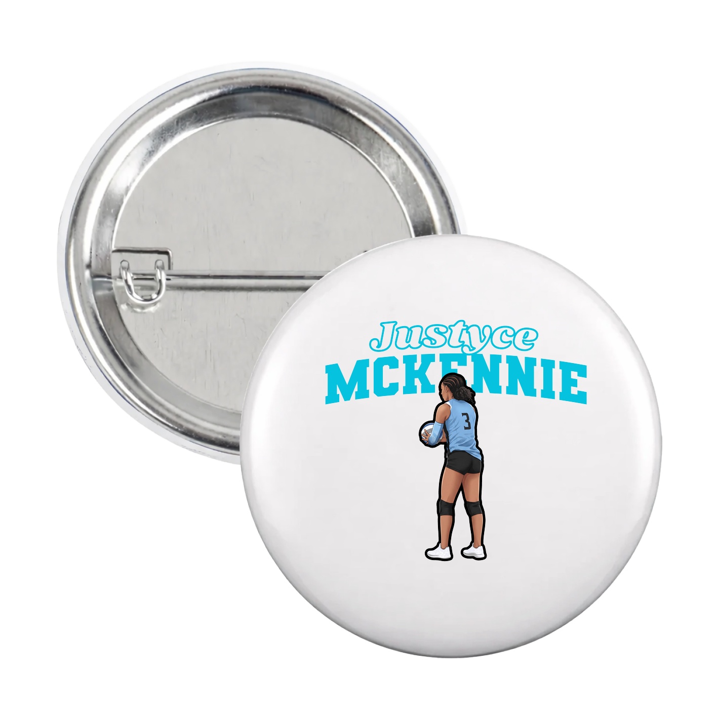 Game Day Button — Name Arch in White