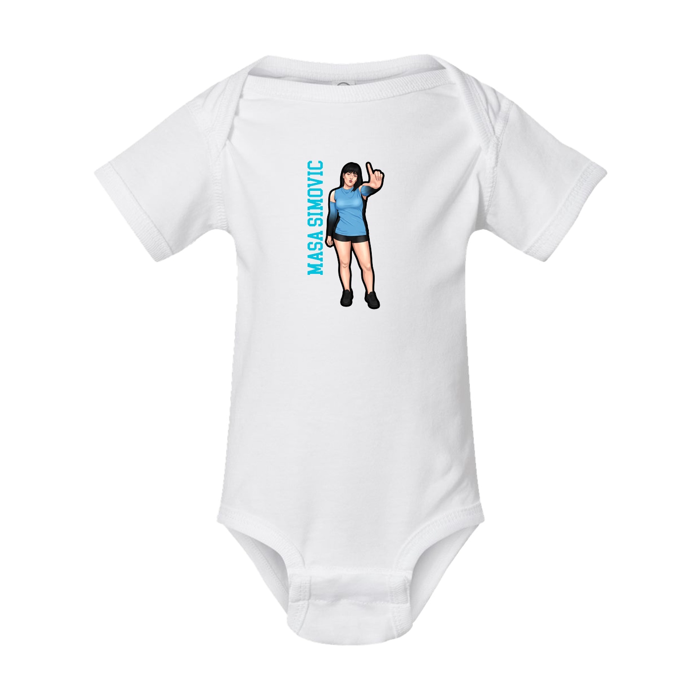 Baby Onesie — Name Vertical in White