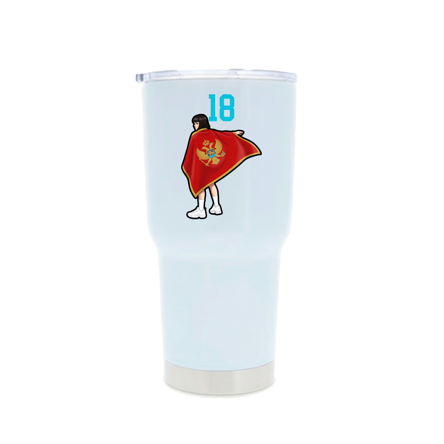 30oz Stainless Steel Tumbler — Number Top in White