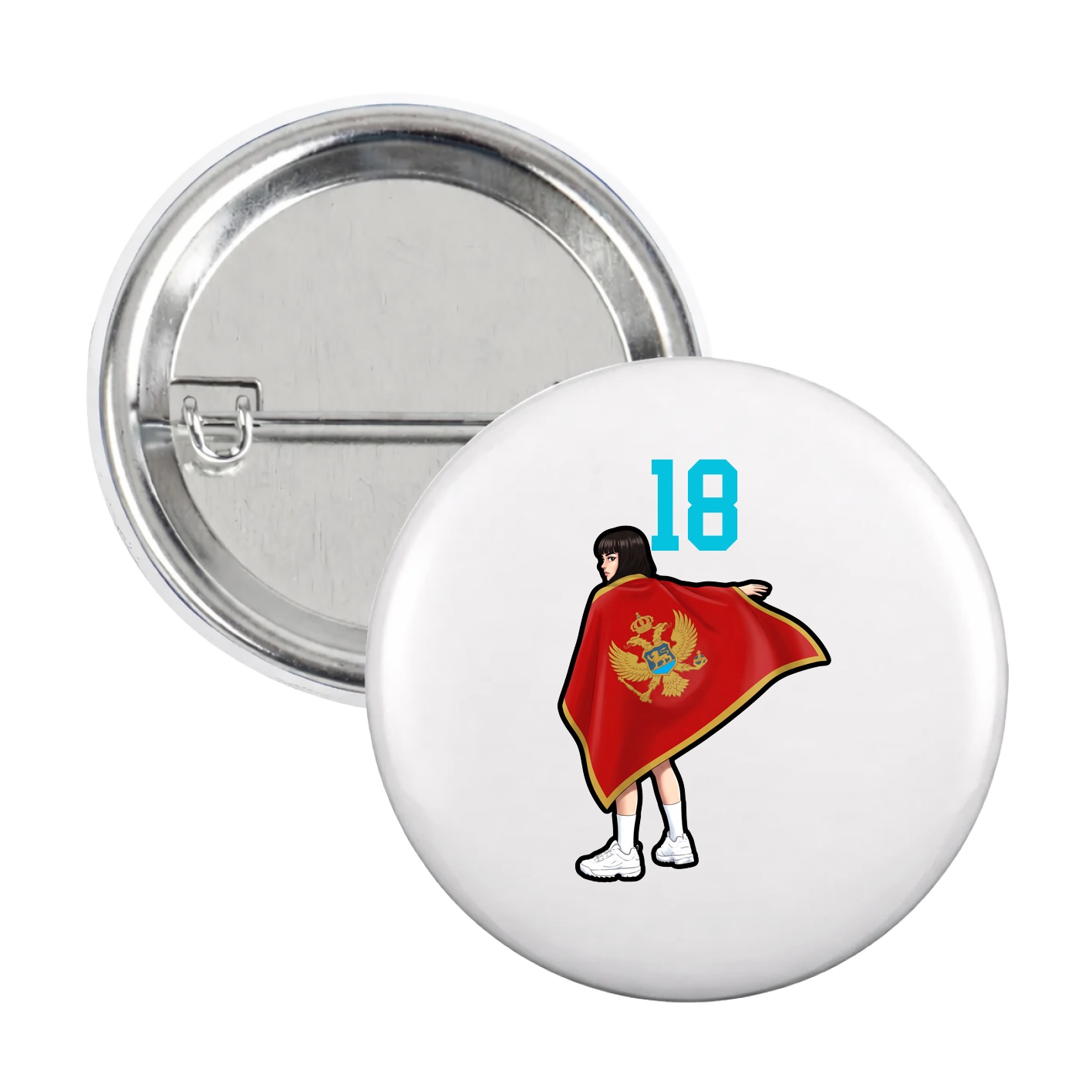 Game Day Button — Number Top in White