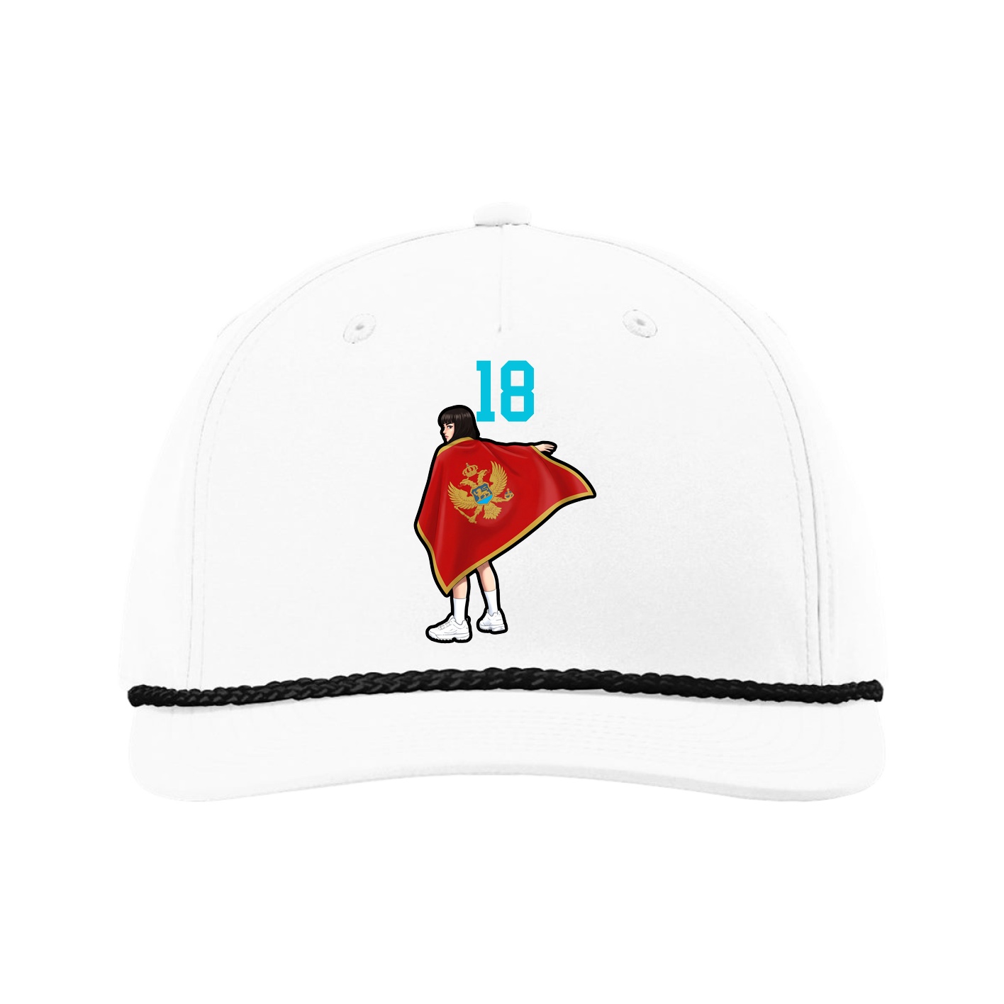 Five-Panel Classic Rope Cap — Number Top in White