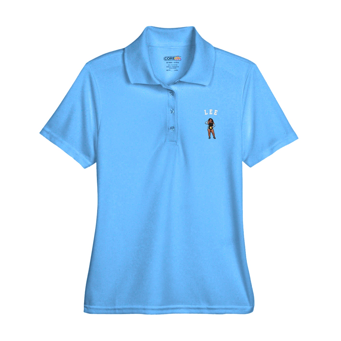 Womens Performance Polo — Shirsey Arch in Light Blue