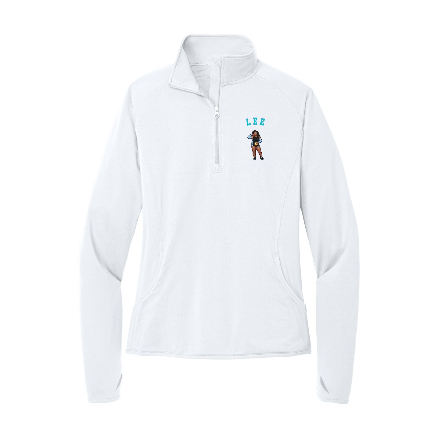 Women's Q-Zip Pullover — Shirsey Arch in White
