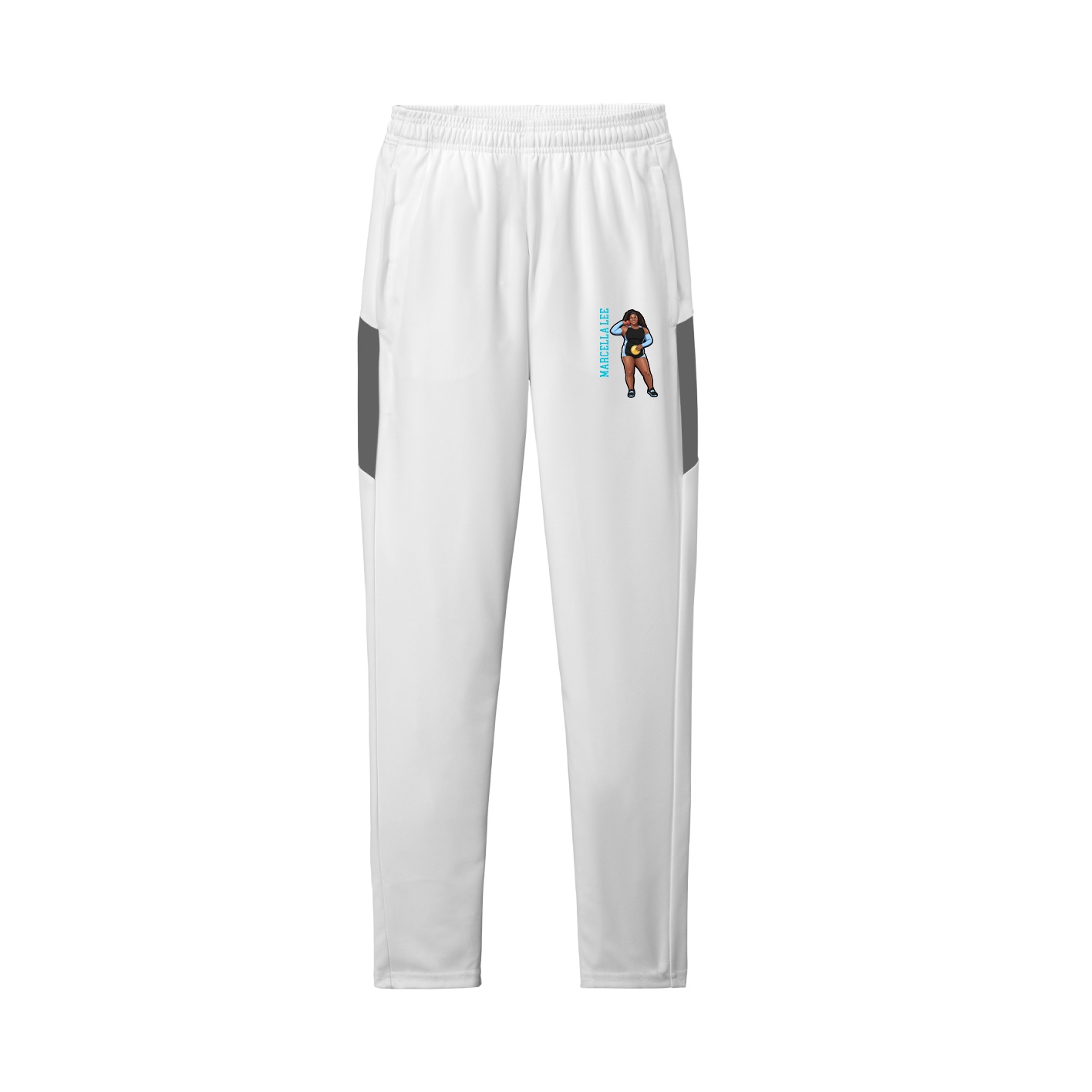 Team Travel Pant — Name Vertical in White/Grey
