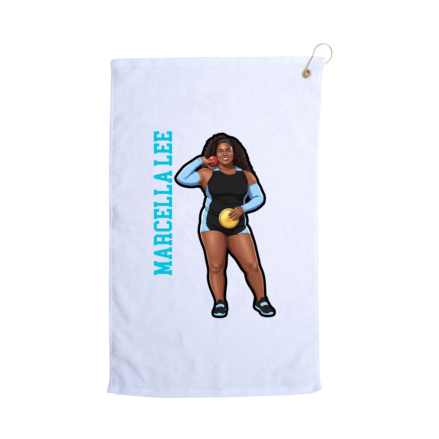 Golf Towel — Name Vertical in White