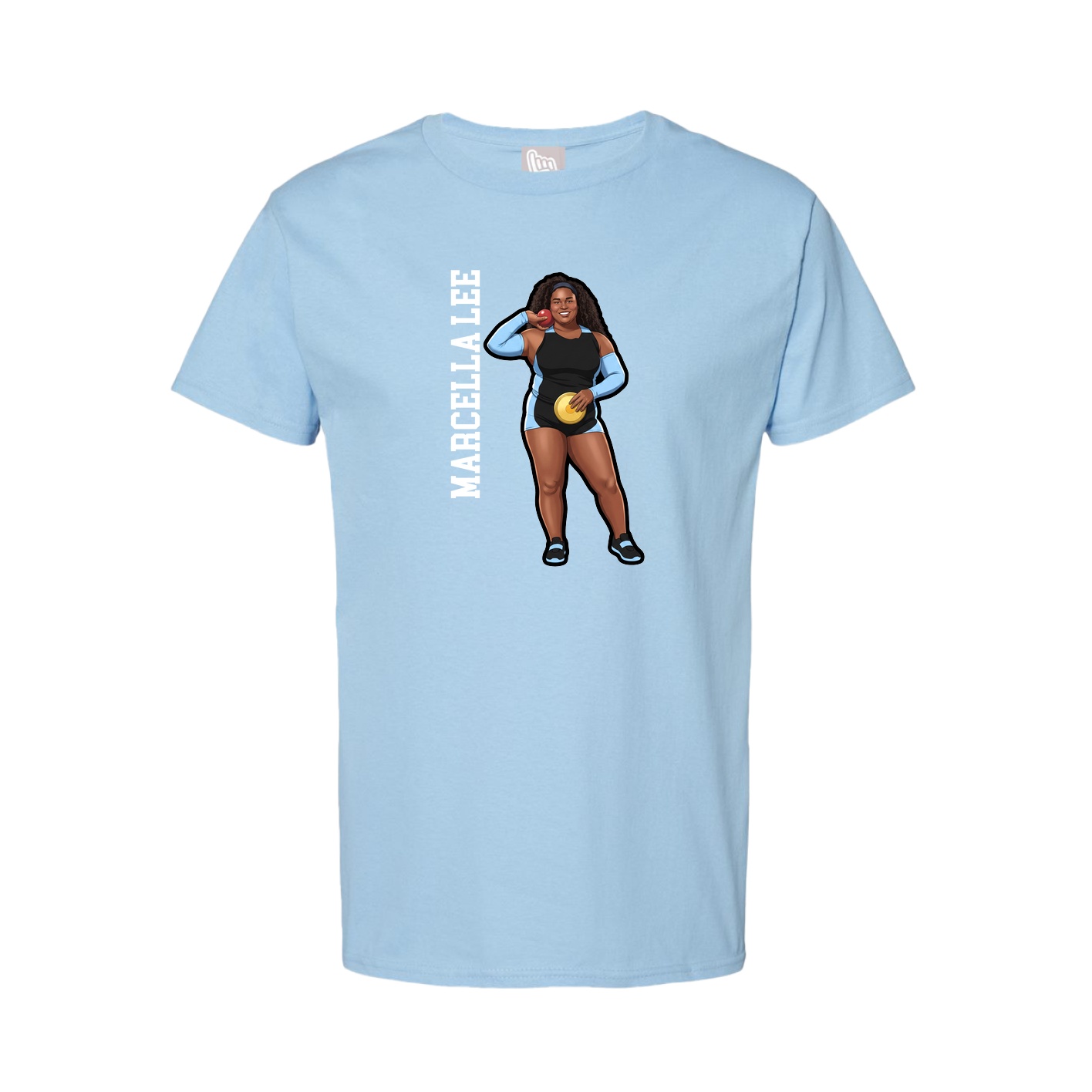 Tee — Name Vertical in Light Blue